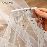 YouLaPan V169 mode mariée couche unique bout des doigts Long voile haut fête mariage court voile avec strass étincelants