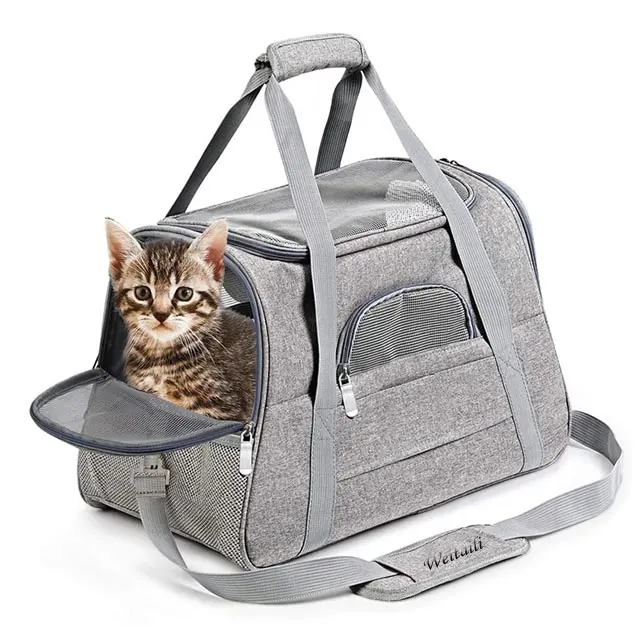 Amostra livre de bolsa impermeável para cães pequenos, bolsa de transporte impermeável para gatos e gatos