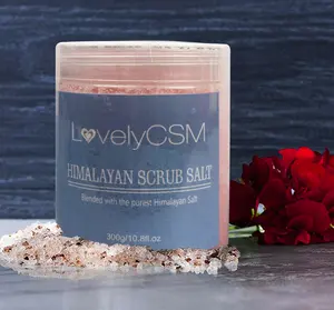 Wholesale activated exfoliating himalayan salt scrub whitening body scrub sets organic pink litchi himalayan salt body scrub