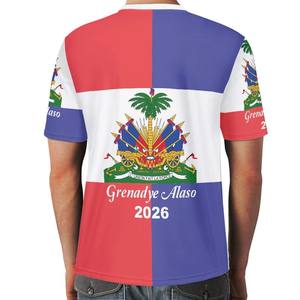 Camiseta de Fútbol Americano con Diseño de la Bandera de Haití 2026 al por Mayor para Hombre, Jersey de Fútbol de Haití de Alta Calidad, Personalizado, Transpirable, Tallas Grandes - Product Image 4