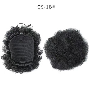 Échantillon gratuit extensions courtes synthétiques Postiches Updo Hair Afro Puff Drawstring Ponytail Kinky Curly Bun Hair for Black Women - Product Image 3