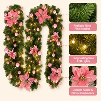 Guirlande LED de Noël verte de 2,7 m en PVC, bannière et couronne décoratives pour la décoration de la maison en période des fêtes