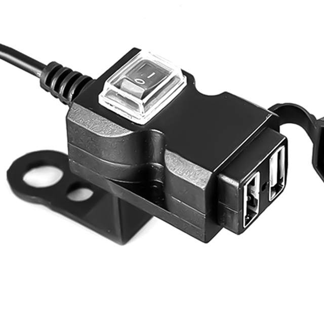 Heavy Duty Waterproof 12V-24V Fast Charging Dual Port USB Motorcycle Charger for Mobile Phones GPS Devices