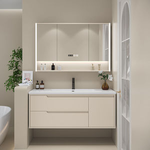 Meuble-lavabo de salle de bain moderne avec miroir LED intelligent, armoire murale étanche et lavabo intégré - Product Image 2