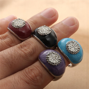 European American Style <b>Titanium</b> Steel Diamond <b>Ring</b> Retro Punk Multi Color Geometric Design Unisex Everyday Wear 290130 - Product Image 1