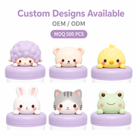 Décoration de couvercle de bouteille en PVC souple personnalisée, adorable mouton en silicone, couvercle de pot 3D en forme d'animal, figurine