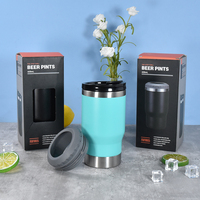 Bouteille isotherme de haute qualité 4 en 1 en acier inoxydable 14 oz avec revêtement en poudre, garde les boissons fraîches pendant des heures