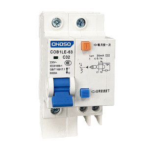 Choso COB1LE-63 1P+N RCBO PA66 4.5kA/6kA Capacità di interruzione Montaggio su guida DIN 2P 3P 3P+N 4P 40A 63A Curva BCD D/<span class=keywords><strong>B</strong></span>/C 50/60Hz - Product Image 3