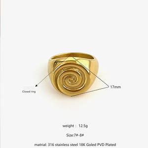 Waterproof Non Tarnish Hyperbole <b>Rings</b> 14k 18k PVD Gold Plated Fashion 316L Stainless Steel <b>Statement</b> <b>Rings</b> for Women - Product Image 6