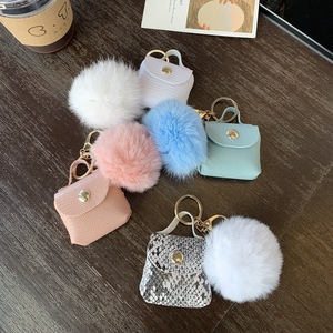Porte-clés INS en cuir PU avec <span class=keywords><strong>pompon</strong></span>, mini porte-monnaie, breloque pour sac à dos - Product Image 3