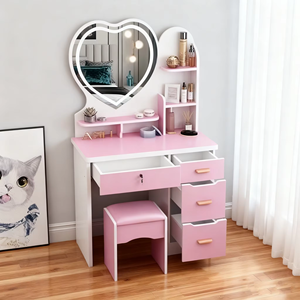 Table à langer <span class=keywords><strong>en</strong></span> <span class=keywords><strong>bois</strong></span> <span class=keywords><strong>vintage</strong></span> moderne avec miroir éclairé et tiroir pour enfants, pour la chambre ou la salle de bain - Product Image 3