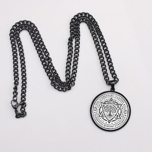 Collier en acier inoxydable <span class=keywords><strong>ERIC</strong></span> LEOTURE Symboles mystiques de l'abondance, porte-bonheur, hexagramme, yeux magiques, amulette, talisman arbre, bijoux - Product Image 5