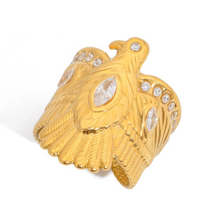 Eagle Shape 18K Gold Plated Zircon <b>Open</b> <b>Ring</b> Unisex Fashion Jewelry Gift - Product Image 5