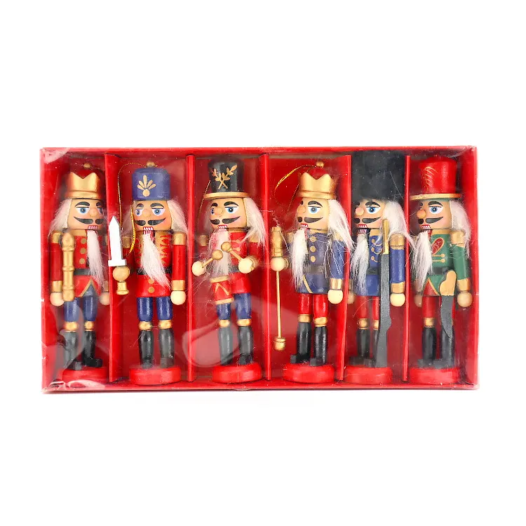 6 in1 bằng gỗ màu đỏ màu xanh xanh lá cây 12.5cm nutcracker đặt Đế Quốc nhân viên thanh kiếm người lính trống Clara nutcracker áo choàng búp bê giáng sinh trang sức rẻ tiền