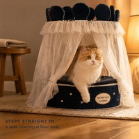 Lit double pliable en dentelle de princesse pour chat, usage domestique
