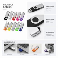 Grosir kustom Logo 1GB 64GB 128GB 256GB portabel USB Flash drive asli Chip memori Pendrive dengan fitur Putar