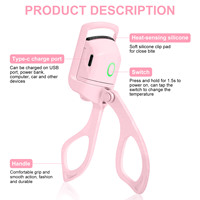 ALIVER Vente en gros de recourbe-cils chauffant électrique rose, type C, température 65-85 ℃   Chauffage rapide en 30 secondes, boucles 24H, commande en gros, prix usine