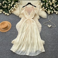Robe longue élégante sans manches à col halter avec strass, coupe trapèze, pour femme, décontractée, avec ceinture à nouer, fluide, pour soirée et fête
