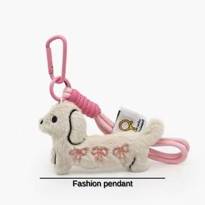Llavero de Perro Dachshund de Peluche Personalizado con Lazo Bordado, Colgante de Moda para Bolsos, Llavero de Animal de Peluche para Accesorios de Bolsos - Product Image 4