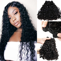 Extensions de cheveux humains brésiliens bouclés Pixie 12A, mèches de cheveux vierges non traités, noir naturel, extensions de cheveux brésiliens