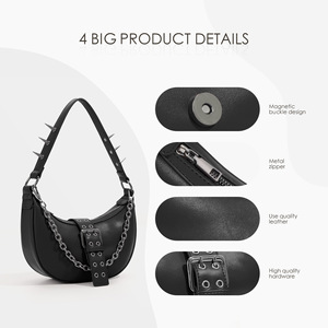 Borse minimaliste e alla <span class=keywords><strong>moda</strong></span> su ordinazione all'ingrosso, borse a tracolla, borse a tracolla per le donne. Borse in pelle stile Punk - Product Image 3