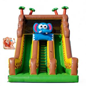 Structure gonflable d'obstacles et toboggan sur le thème du safari en jungle, en PVC écologique, pour enfants, aventure animale africaine, aire de jeux multicolore, zoo - Product Image 2
