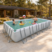 Piscina Rectangular con Marco de Acero de 5.49x2.8x1.22m, Piscina Grande Elevada para Jardín Familiar al Aire Libre