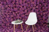 Backdrop Dinding Bunga Mawar Plastik Buatan Tangan Ukuran 8ft X 8ft Warna Ungu Putih untuk Pernikahan, Hari Ibu, Thanksgiving, Tahun Baru