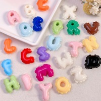 Perles en acrylique de 25 mm, colorées, en forme de lettres, avec de grands trous et trous traversants pour les loisirs créatifs, les accessoires de téléphones et les porte-clés