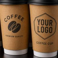 Gobelets à café en papier kraft avec logo personnalisé, à double paroi, isolés, jetables, pour boissons chaudes, avec couvercle noir, vente en gros, biodégradables