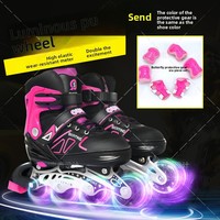 Patins à roulettes en tissu PU souple pour adultes et enfants avec roues en rangée unique pour la course de vitesse, réglables