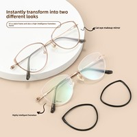 Ultraleichtes Randloses Reintitan-Brillengestell 5513WK Abnehmbares Retro-Cateye Unisex Modisches Geometrisches Muster Gesichtsform