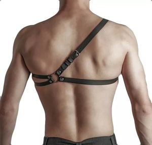 ชายหนังชุดชั้นในสายรัดผู้ชายเข็มขัดปรับเครื่องรางเกย์Bondage Bdsm Club RaveพรหมสายรัดCrop Top Exoticถัง - Product Image 4