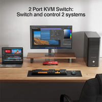 TESmart Conmutador KVM de 2 puertos USB 2,0 Extractor de vídeo con tecla de acceso rápido 2x1 HDCP 2,2 para HDMI 4K 60Hz Conmutador KVM en stock