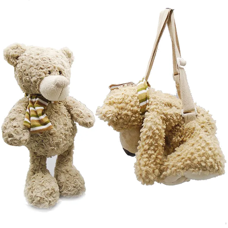 3d Cartoon Bags Plush Bear Backpack Toys for Children Mandr Toy Brown or Customized as Your Requirements 0 to 24 Months MRT20322