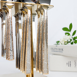 Nhà máy 32 cái/36 cái mạ vàng mô hình Laser muỗng ngã ba SS 18/10 Trung Đông Vàng Flatware Set với đứng trong hộp màu - Product Image 2