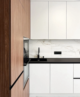 Meubles de cuisine modernes, four encastrable modulaire, micro-ondes, blanc, lot de 2, armoires de cuisine en mélamine en forme de L