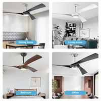 Ventilateur de plafond de style industriel 52 pouces, finition nickel satiné et noir mat, kit d'éclairage LED 20W, 3 pales, ventilateur avec télécommande