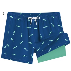Bañador 2 en 1 de secado rápido para hombre, pantalones cortos de playa de doble capa con degradado - Product Image 3