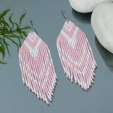 Pendientes colgantes de lujo de oro verde y negro, Pendientes colgantes de cuentas de semillas bordados a mano con estilo, accesorio de moda - Product Image 2