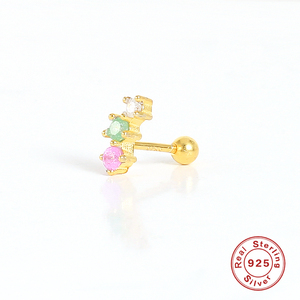 Boucles d'oreilles ROXI Fashion S925 en argent avec diamants colorés, plaqué or 18 carats pour femmes - Product Image 3