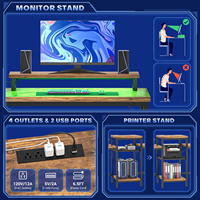 Bureau PC portable convertible pour 2 personnes, grande station de travail double pour jeux, table d'étude avec rangement et support d'imprimante
