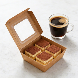 Boîtes à pâtisserie petites neuves en gros avec fenêtre pour snacks, cadeaux de fête, café, restaurant, plats à emporter - Papier kraft recyclé - Product Image 4