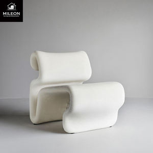 Phòng khách đơn giản Thiết kế hình dạng tùy chỉnh ghế bành hình dạng đặc biệt Ghế sofa đơn ghế da Bắc Âu vải khách sạn hiện đại Mô hình phòng - Product Image 4