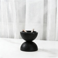 Brûleur d'encens rond en marbre naturel fait à la main, beige, travertin, décoration d'intérieur de luxe, accent de décoration d'intérieur, pot à bougie