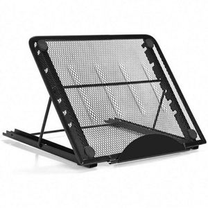 Hot Deals Easy Carry Anti Slip Portable Laptop Stand <b>Foldable</b> Holder Adjustable Height Metal Mesh Laptop Stand - Product Image 1