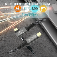 Câble USB-C de 2 m, 20 Gbit/s/240 W, USB 3.2, gaine tressée, anti-emmêlement, conducteur en cuivre pur, matériau en nylon, compatible Thunderbolt 4/3