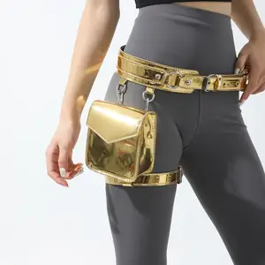 Women Waist Bag Lacquered Leather Fanny Packs Motorcycle Hip Leg Bag Patent Leather Crossbody Steampunk Holster Shoulder Bag