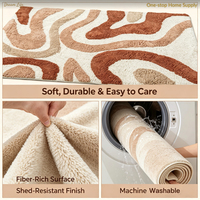 Tapis d'intérieur luxueux et moderne à motif géométrique en acrylique épais, doux, shaggy, imperméable, antidérapant, fait main, réversible, pour chambre et salon