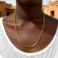 Collier chaîne serpent en acier inoxydable plaqué or 18 carats, étanche, pour femmes et hommes, accessoire de mode, vente en gros